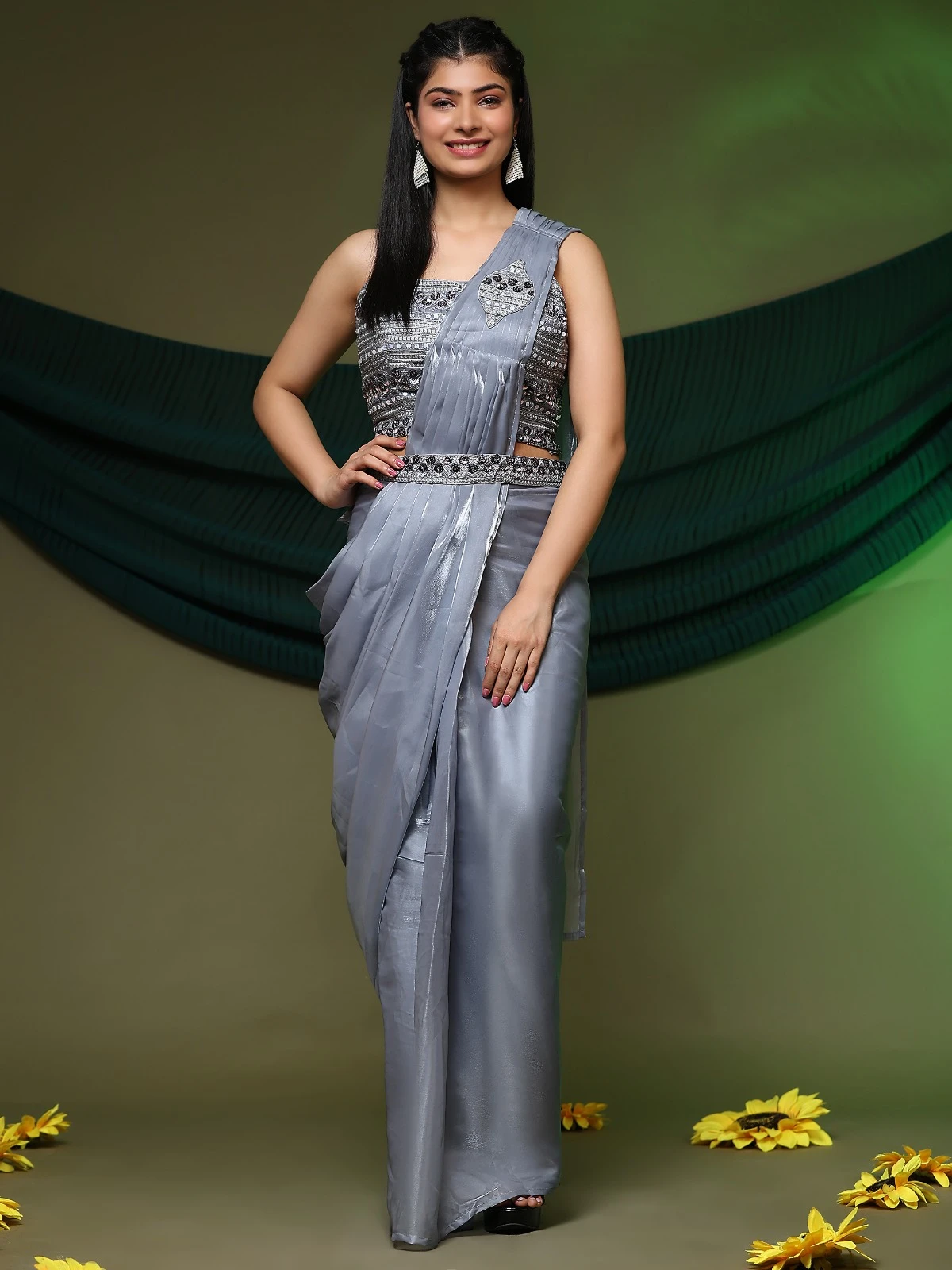 Amoha A276 Organza Wholesale Fancy Readymade Sarees — Wholesale Sarees, AMOHA wholesale from Surat - Gallery Image 2
